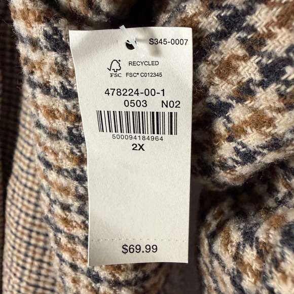NEW Old Navy Womens 2X Houndstooth Wool Blend Coat Brown Tan Plaid Overcoat - Picture 4 of 14